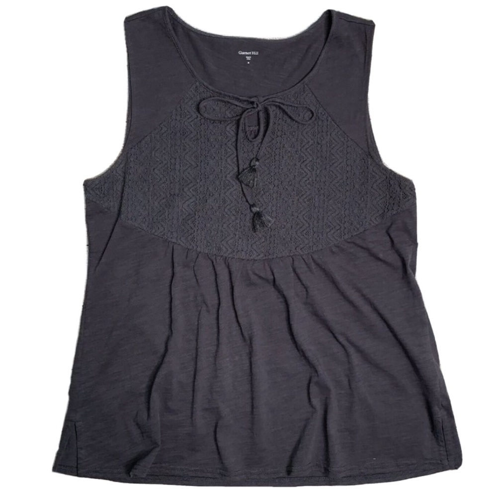 Garnet Hill Cotton Boho Lace Brown Tank